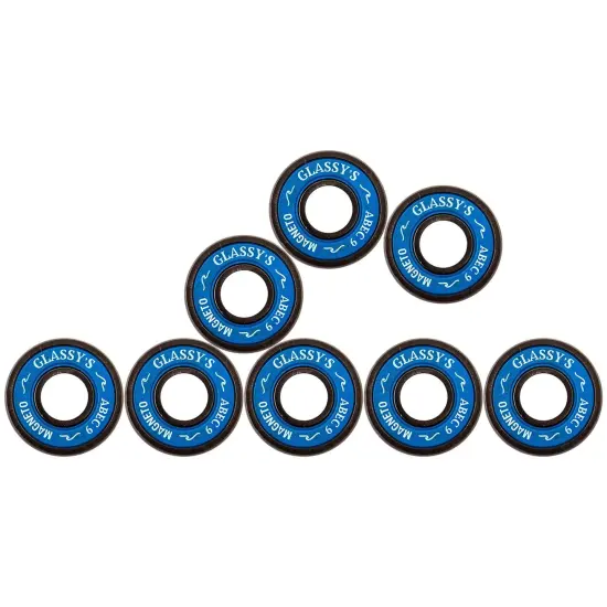 Glassy's Ceramic Bearings (8 Pack), ABEC 9 High Speed Skateboard Bearings with Washers, Spacers and a Glassy's Sticker (Black) {3}