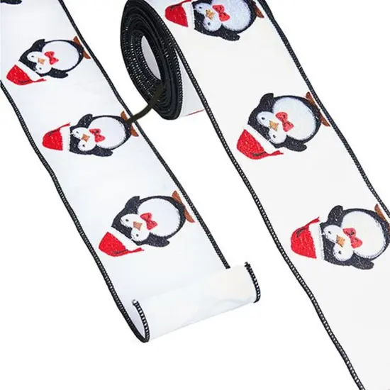 4" Penguin Christmas Ribbon: White (10 Yards) {1}