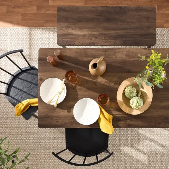 Best Choice Products 4-Piece Dining Kitchen Table Set w/ 2 Spindle-Back Chairs, Bench Dark Brown {3}