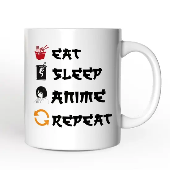 Eat Sleep Anime Repeat Mug, Funny Anime Lover Gift {1}