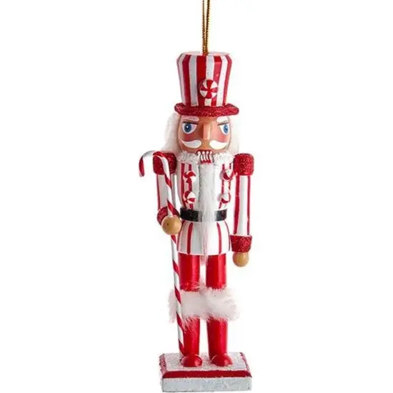 6" Wooden Peppermint Nutcracker Ornaments Red Pants {1}