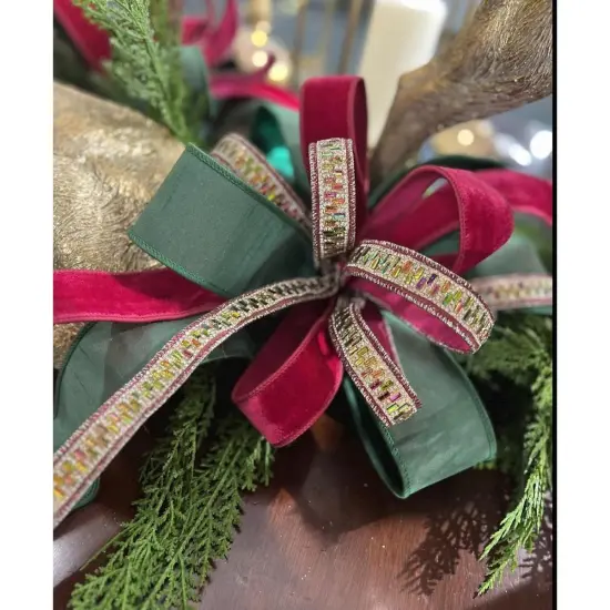 1.5" Jeweled Metallic Wired Ribbon (5 Yards) {2}