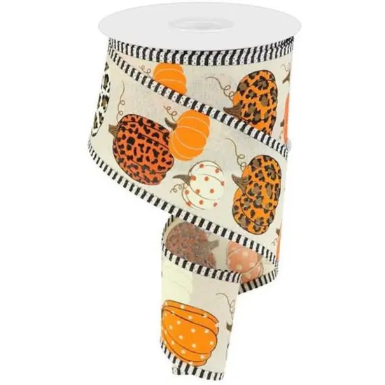2.5" Leopard Pumpkins Stripe Edge: Cream/Orange (10 Yards) {1}