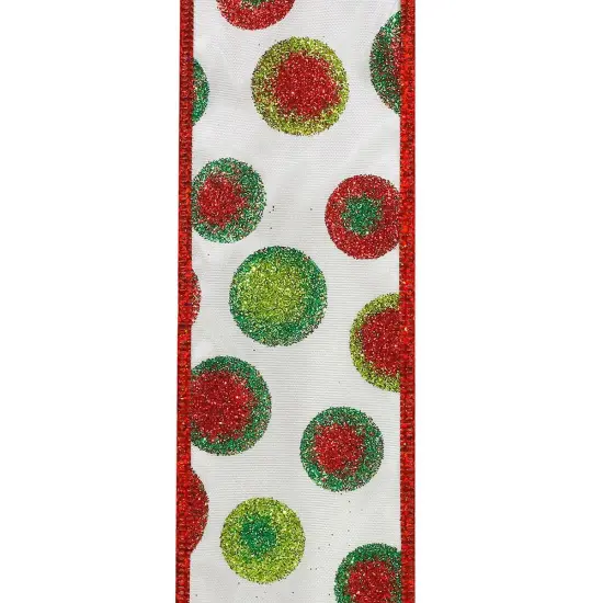 2.5" Bullseye Dots Glitz Ribbon: White (10 Yards) {2}