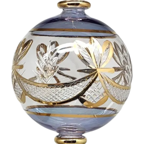 Special Etching Crystal Ball with Dangles Ornament - Blue {3}