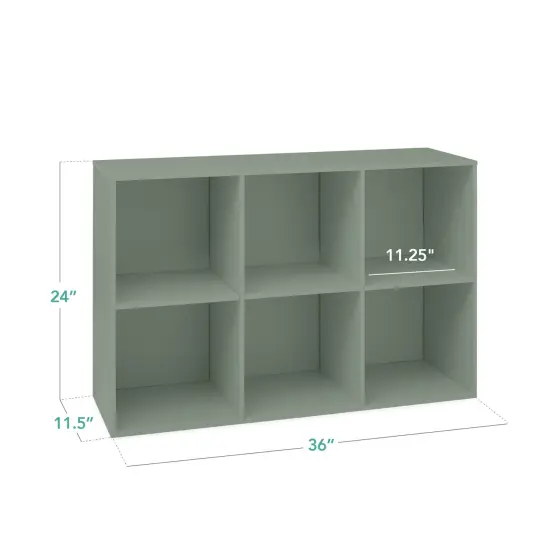 Best Choice Products 6-Cube Bookshelf, 11in Display Storage System, Organizer w/ Removable Back Panels Sage {2}