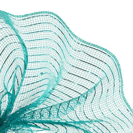 10" Metallic Aqua Dark Turquoise Foil Mesh Ribbon {2}