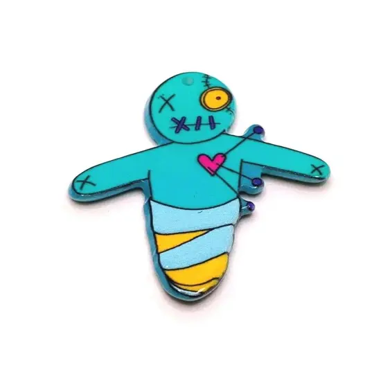 Blue Voodoo Doll Pendant, 41x37.5mm {2}