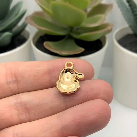 Small Santa Face Enamel Christmas Charms, 19x14mm {3}