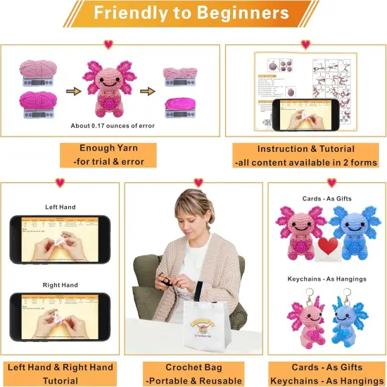 Axolotl Animal Crochet Kit for Adult & Kid {4}