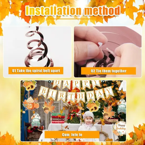 Little Pumpkin Party Decorations, Banner and Autumn Party Hanging Swirls Decorations {4}