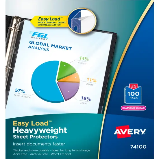 Avery Heavyweight Sheet Protectors, 8-1/2 x 11 Inches, Diamond Clear, Pack of 100 {1}