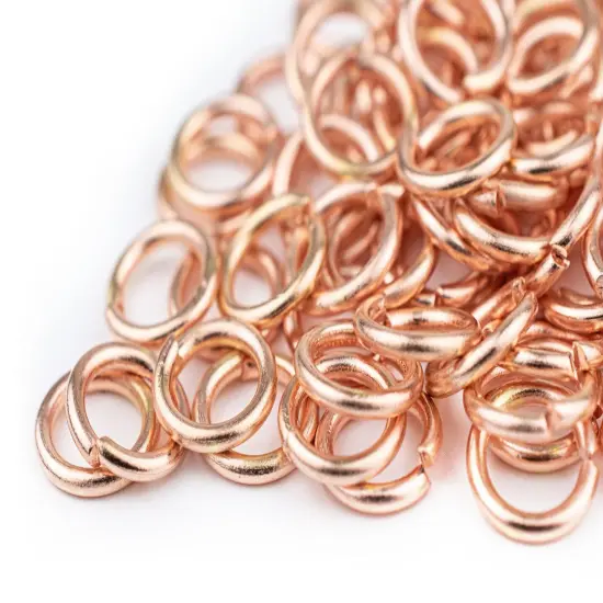 The Bead Chest Copper 8mm Round Open Jump Rings, Pack of 100 {3}