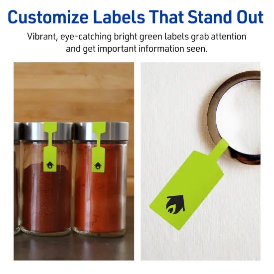 Avery Bright Green Paper Labels, 0.5" x 2.5" Barbell {3}
