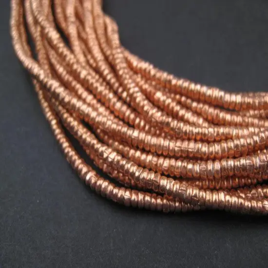 The Bead Chest Copper Heishi Beads &ndash; 3mm Ethiopian Metal Spacers, Full Strand for Jewelry MakingI Approximately 400 Beads {1}