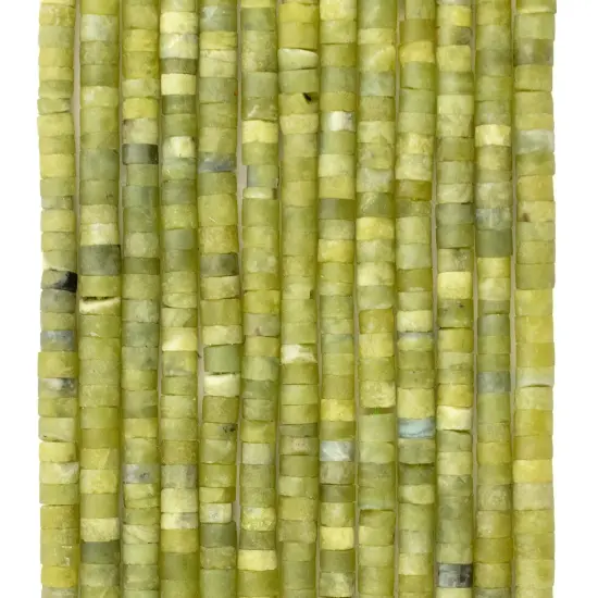 The Bead Chest Light Green Serpentine Heishi Beads 4mm Afghanistan Gemstone 14 Inch Strand {4}