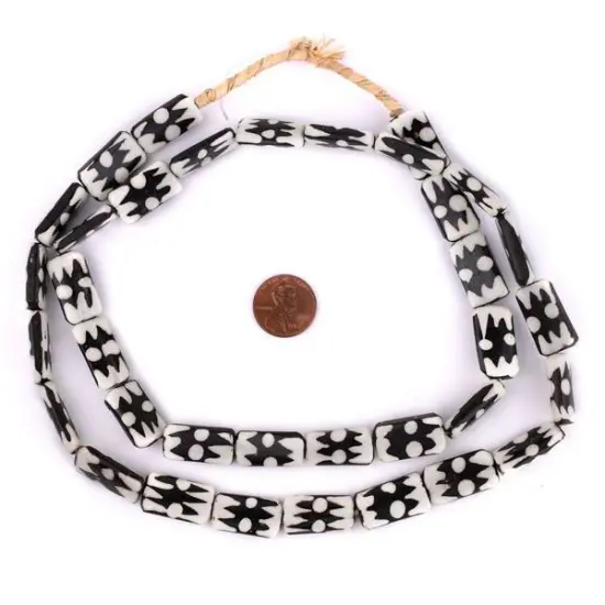 The Bead Chest Doodle Design Batik Bone Beads (Rectangular) {2}