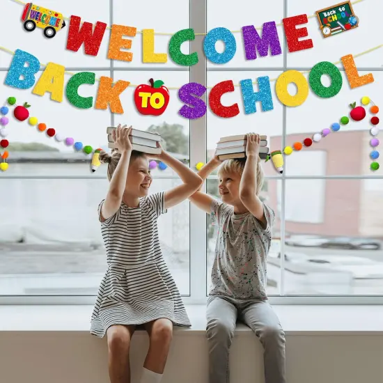 Glittery Welcome Back to School Banner Set Back to School {5}