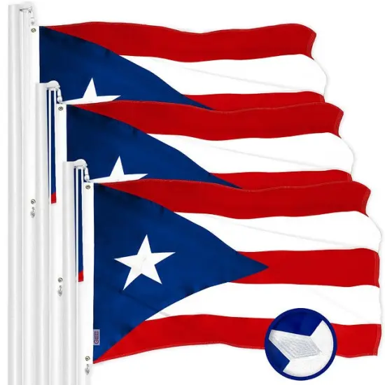 Puerto Rico Puerto Rican Flag 3x5 Ft 3-Pack Embroidered Polyester By G128 {1}