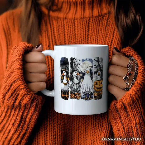Halloween Goose in Costume Mug, Spooky Fall Geese Gift {2}