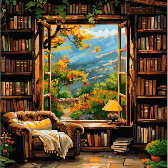 Bookshelf Paint by Numbers Kit for Adults Beginner,16x20 Inchs {1}