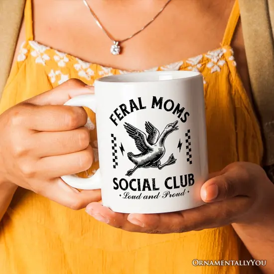 Feral Moms Social Club Mug , Funny Goose Gift for Mothers {1}