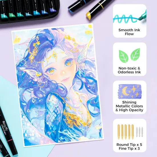 Ohuhu Acrylic Paint Pens 90 Colors: Dual Tips (Round & Fine) Acrylic Markers High Opacity Paint Markers Waterproof Lightfast for Rock Painting Easter Eggs Wood Glass Ceramic Canvas - Kakaako {5}