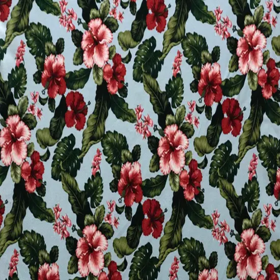 1 Yard Hibiscus Plumeria Monstera Banana Leaf Cotton Upholstery Fabric 56-58 inches Wide {2}
