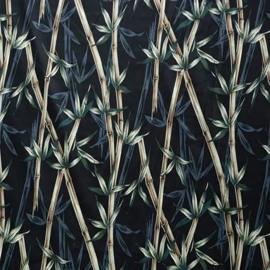 1 Yard Bamboo Branches Leaves Cotton Upholstery Fabric 36in L x 56in W Navy {4}