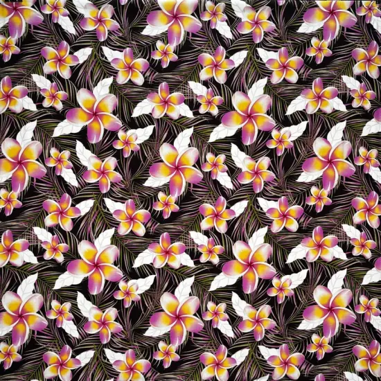 1 Yard Plumeria Flowers & Leaves Parallel Print Fabric Fabric 36" L x 45" W Light Pink/Lila {1}