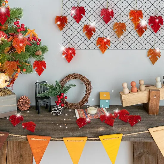 2Pcs Fall Glass Maple Leaf Ornaments {5}