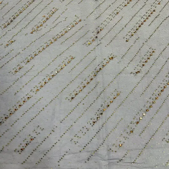 1 Yard Glitter Rhinestone Mesh Fabric Sheer Sparkle Material for Dresses, D&eacute;cor & Costumes Brown {6}