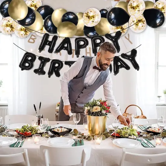 Happy Birthday Balloon Letters - Black, 16 Inch {5}