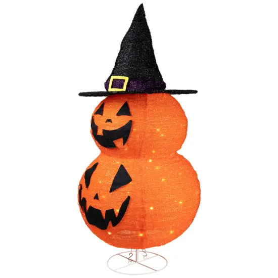 Northlight LED Lighted Jack-O-Lanterns in Witch's Hat Outdoor Halloween Decoration - 34" Orange {6}