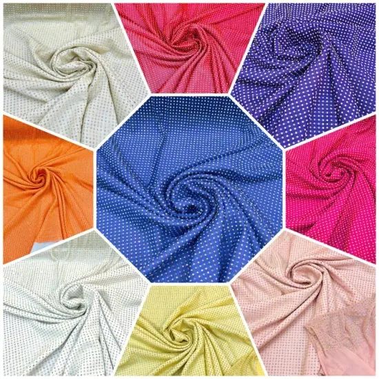 1 Yard Iridescent Rhinestone Stretch Mesh Fabric AB Crystal Power Net For Costumes & Fashion 54&rdquo; Wide Orange {2}