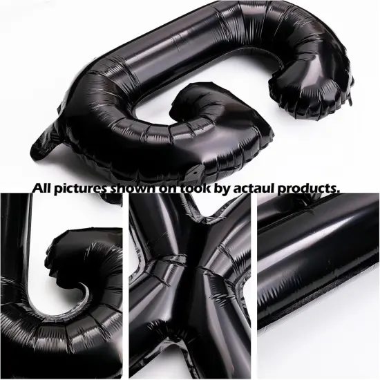 [85 PCS] 16" Black Letter Number Balloons {3}