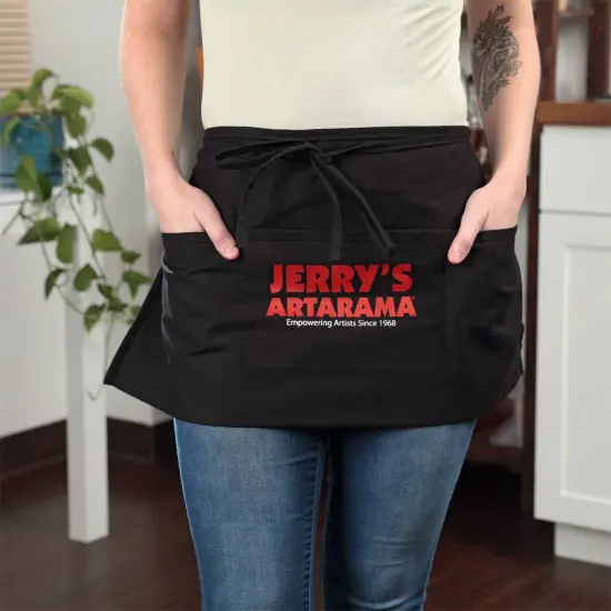 Jerry's Artarama Waist Apron for Art Supplies - Black Tie-Back Half-Apron with 3 Large Pockets, 24" W x 11-1/2" D, 45% Polyester, 55% Cotton, Machine Washable, Studio & Workshop Use {3}