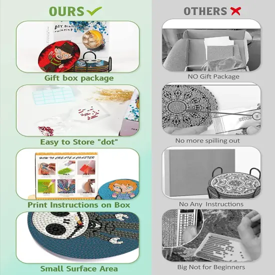 8Pcs Diamond Painting Coasters with Holder,DIY Halloween Life Coaster {5}
