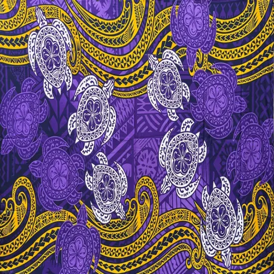 Turtles Traditional Tattoo Polyester Sarong 72" L x 45" W Purple {1}