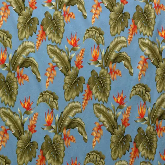 1 Yard Monstera Banana Leaf Birds Paradise Orange Ginger Cotton Upholstery Fabric 36in L x 56in W {2}