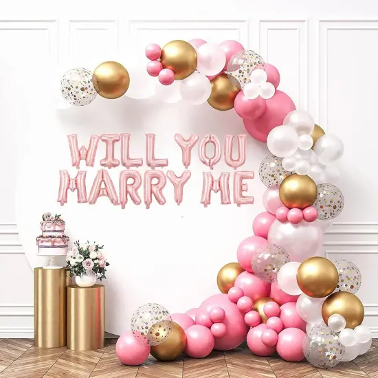 Pink Rose Gold Balloons Letters Birthday Balloon Banner -75 PCS {3}