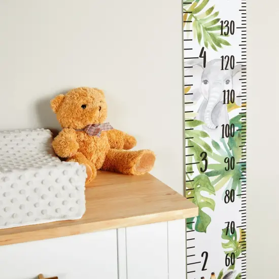 Safari Height Chart for Kids and Baby - Canvas Removable Growth Chart with Wooden Frame - Measurement Ruler for Wall - Jungle Theme Nursery Decor - 79" x 7.9", Ages 3-14 Green {5}