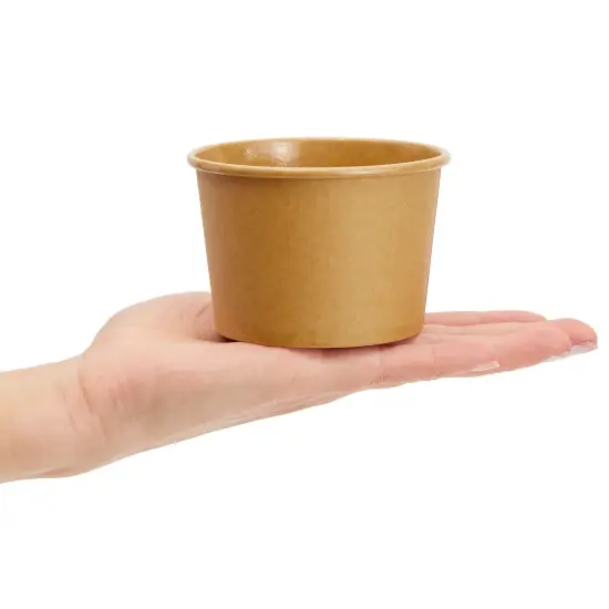 100 Pack Paper Ice Cream Cups, Disposable Dessert Bowls for Sundae Bar, Frozen Yogurt, Brown (8 oz) {6}