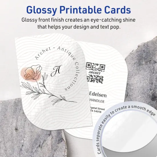 Avery Printable Leaf Flat Cards, 3-1/2" x 5", Glossy White Cardstock, Print-to-The-Edge, Laser/Inkjet Printable, 40 Total, Great for Product Branding, Marketing, and More {9}