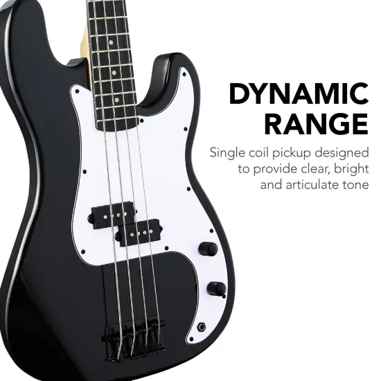 Best Choice Products Full Size Beginner 4-String Electric Guitar Bass Guitar w/ Padded Case Black/White {3}