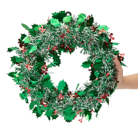 Juvale 3 Pack Mini Green Tinsel Christmas Wreaths for Front Door, 11.8 x 11.8 Inches Christmas Wreath, Holiday Decorations for Door, Windows and Cabinets {5}