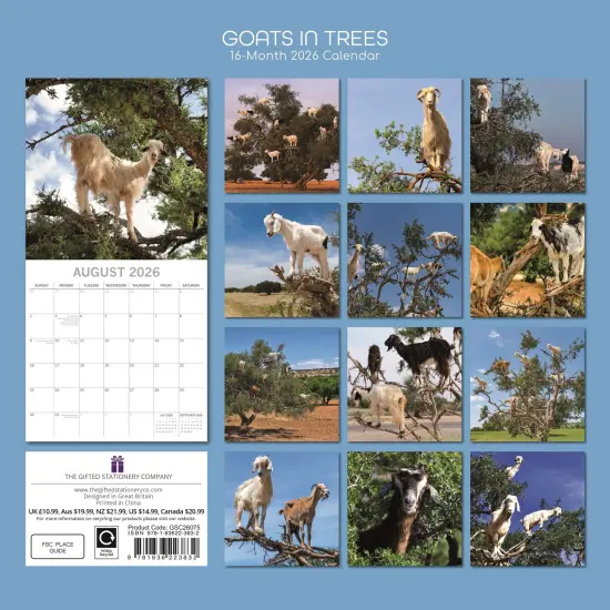 The Gifted Stationary 2026 Square Wall Calendar, Goats in Trees, 16-Month Animals Theme Hanging Calendar with 180 Reminder Stickers, Month Planner for Home and Creative Spaces, 12x12 In Multicolor {4}