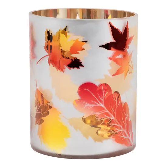 Northlight Autumn Leaves Glass Votive Candle Holder - 6" Multi {6}