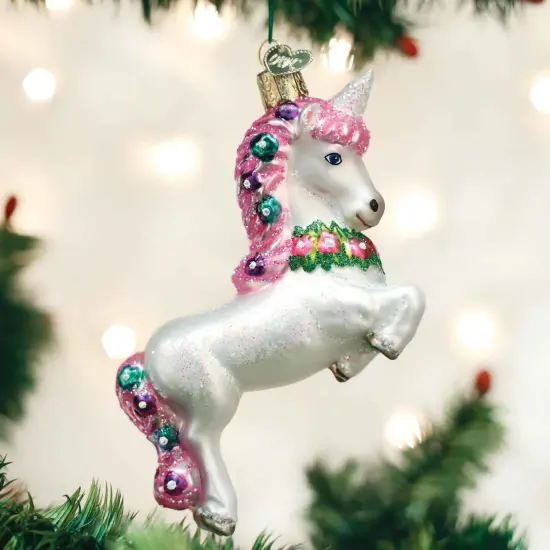 Old World Christmas 4.25 In Prancing Unicorn Tree Ornament , Mythical Similar Horse White {3}