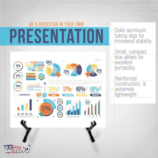 13.5" Black Metal Tabletop Easel Stand (6 Pack) - Foldable Tripod Table Top Easel Stand for Sign, Art, Poster Board, Canvas & Photos - Display Table Easels with Non-Skid Feet {4}